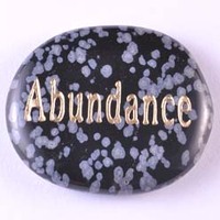 Abundance Obsidian Snowflake Word Stone